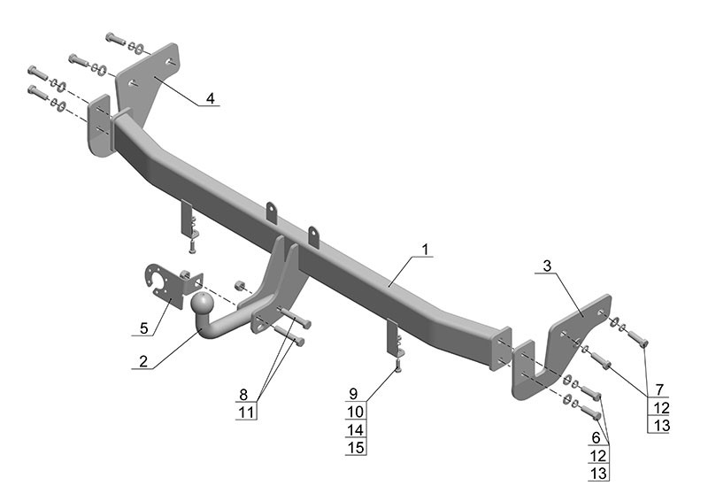 Фаркоп HY 23 - Hyundai Solaris / 2010-2016 / S-75 / kg-1000 / type=A