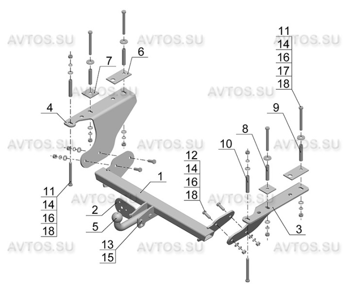 Фаркоп SU 05 - Subaru Forester / 2008-2012 / S-75 / kg-1500 / type=A