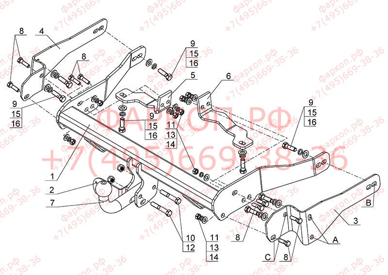 Фаркоп на Chevrolet Captiva 2013-2018. Необходима подрезка бампера. Тип шара: A. Нагрузки: 2000/100 кг, масса фаркопа 18 кг (без электрики в комплекте