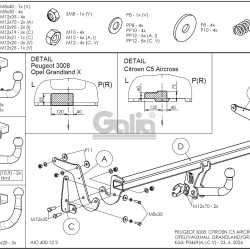 Полностью оцинкованный фаркоп на Citroen C5 Aircross 2019-, Peugeot 3008 2016-2024, кроме GT line, Opel Grandland X 2017-2021, Opel Grandland 2021-. П