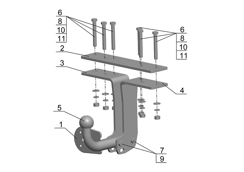 Фаркоп NS 21 - Nissan Pathfinder / 2005-2014 / S-100 / kg-2000 / type=A