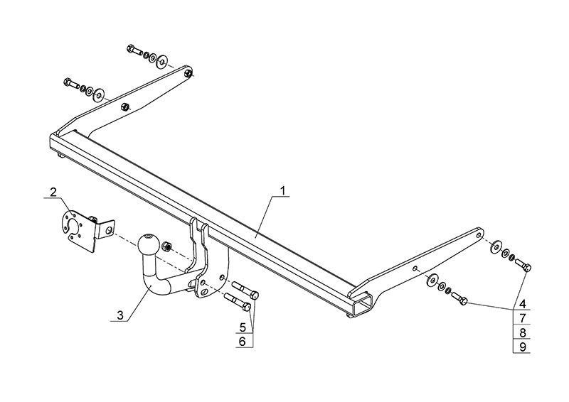Фаркоп MZ 02 - Mazda 5 / 2007- / S-75 / kg-1500 / type=A