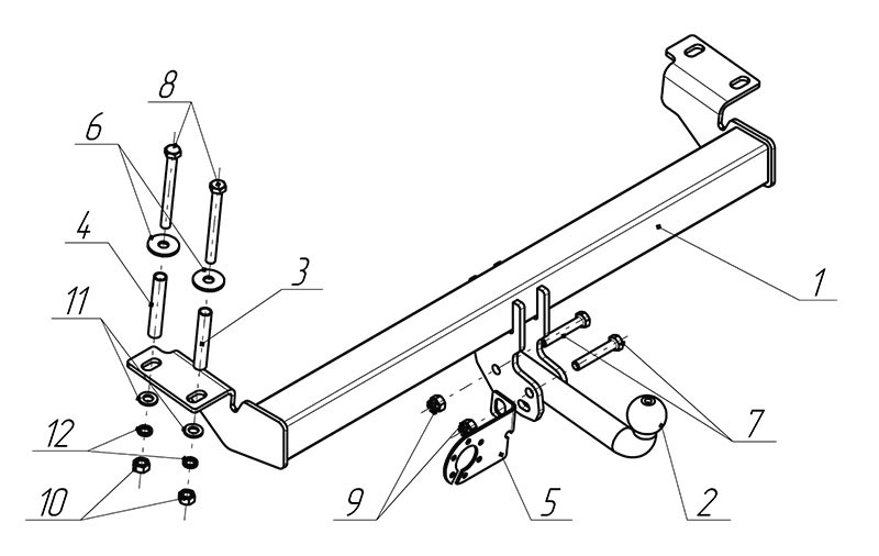 Фаркоп TY 16 - Toyota RAV-4 / 2000-2004 / S-50 / kg-1000 / type=A