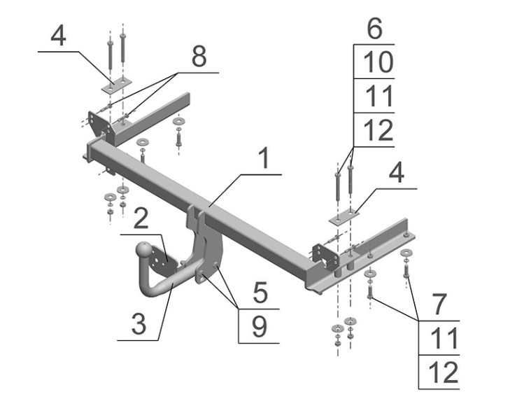 Фаркоп KI 14 - KIA Spectra / 1999-2011 / S-75 / kg-1350 / type=A