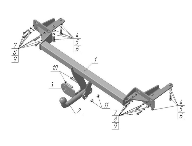 Фаркоп NS 14 - Nissan Almera Classic / 2007-2013 / S-75 / kg-1200 / type=A
