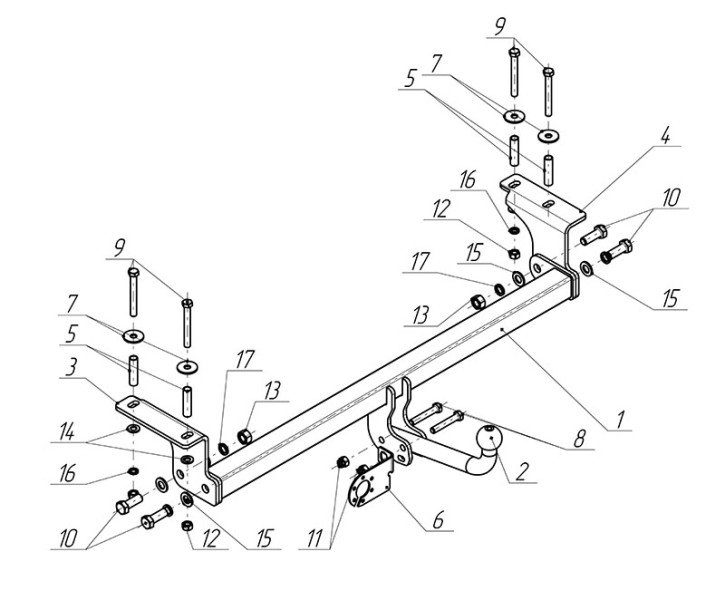 Фаркоп NS 13 - Nissan Qashqai, Qashqai+2 / 2007-2014, 2010-2014 / S-75 / kg-1200 / type=A