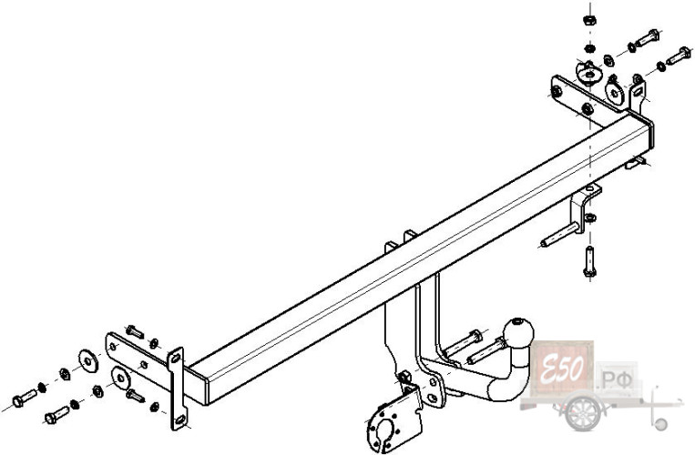 Фаркоп HY 02 - Hyundai Elantra (ТаГаз) / 2002-2006 / S-75 / kg-1000 / type=A