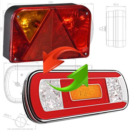Установка задних фонарей LED (FT-130) (baj PM COF)