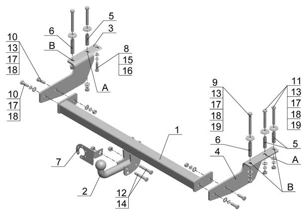 Фаркоп GW 09 - Great Wall M 2 / 2013- / S-75 / kg-1000 / type=A / smart-c=!!!