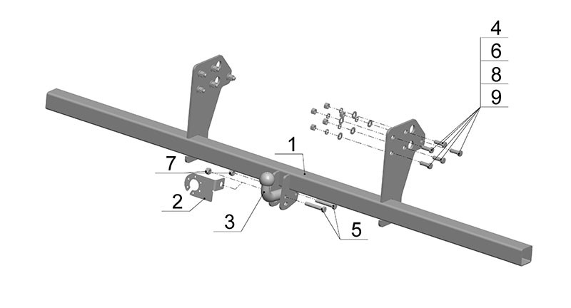 Фаркоп HY 25 - Hyundai HD-65 / 2011- / S-75 / kg-1500 / type=A