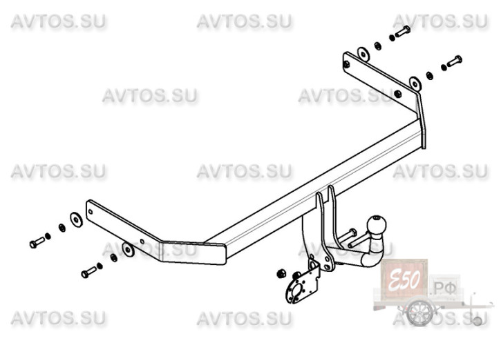 Фаркоп VW 27 - Volkswagen Polo / 2009- / S-75 / kg-1000 / type=A