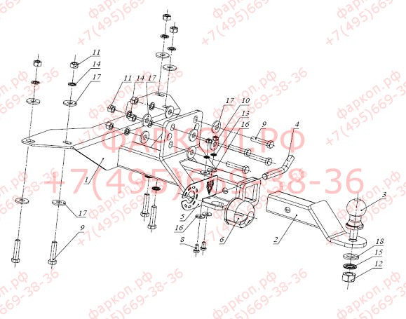 Фаркоп на UAZ Patriot / УАЗ Патриот 2015- без подрезки бампера. Тип шара: E (легкосъемный шар под квадрат). Нагрузки: 3000/100 кг. Не комплектуется эл
