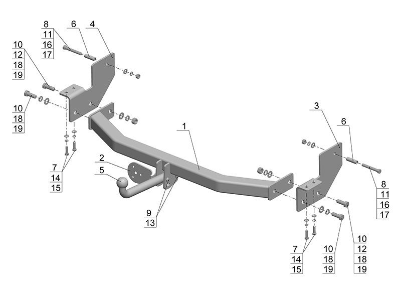 Фаркоп IS 01 - Isuzu D-MAX / 2008-2012 / S-75 / kg-2000 / type=A