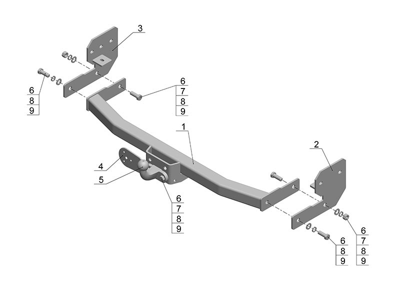 Фаркоп MI 20 - Mitsubishi Pajero Sport II / 2008-2015, 2015-/ S-100 / kg-2000 / type=F
