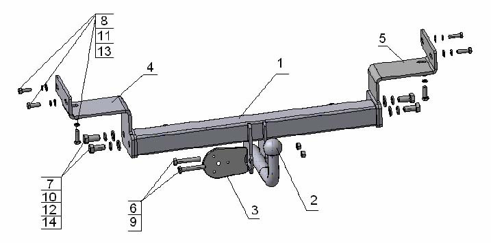 Фаркоп KI 13 - KIA Ceed / 2007-06.2012 / S-75 / kg-1200 / type=A