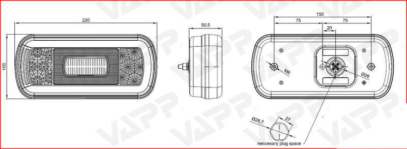 FT-130 PM LED BAJONET Фонарь задний 6-функциональный LED (противотум.)