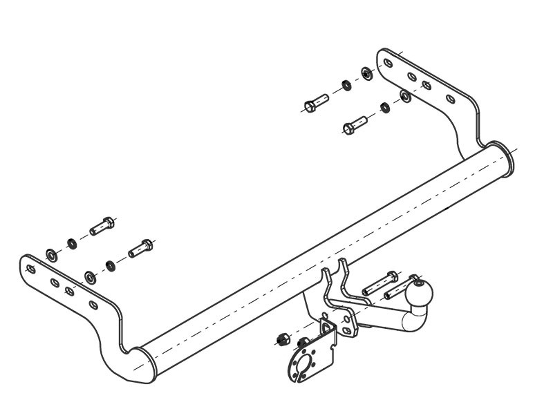Фаркоп HY 01 - Hyundai Accent, Accent (ТаГаз) / 1999-2006, 2000-2012 / S-75 / kg-1100 / type=A