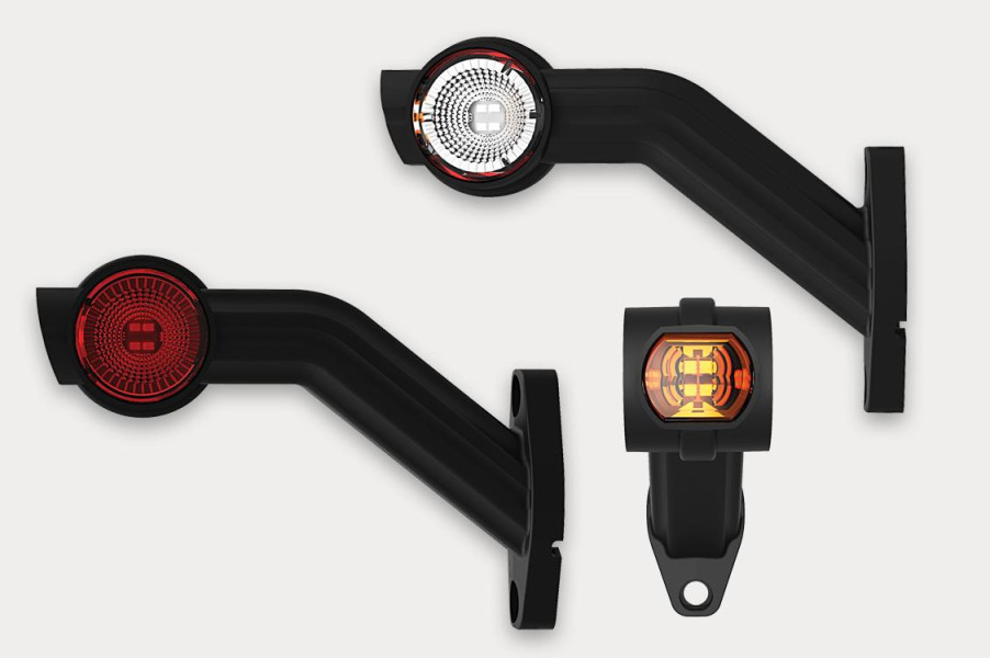 Фонарь габаритный LED 3-х цветный FT-140 F P LED (красный, белый, жёлтый) правый на длинной резиновой ножке, с проводом длиной 0,5м. и электрическим быстросоединением типа QS75