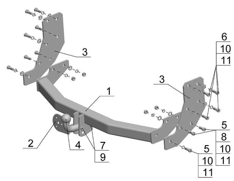 Фаркоп NS 18 - Nissan Pathfinder / 1997-2004 / S-75 / kg-1500 / type=A